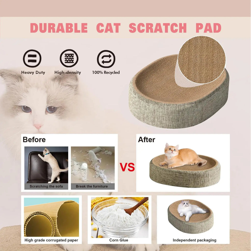 Nuevo rascador ovalado para gatos, protege los muebles, juguetes para garras, papel corrugado, resistente al desgaste, nido para gatos, accesorios para gatos.