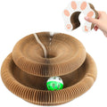 Tablero rascador mágico para gatos, juguete con bola, garra para moler, marco de escalada redondo corrugado para gatos