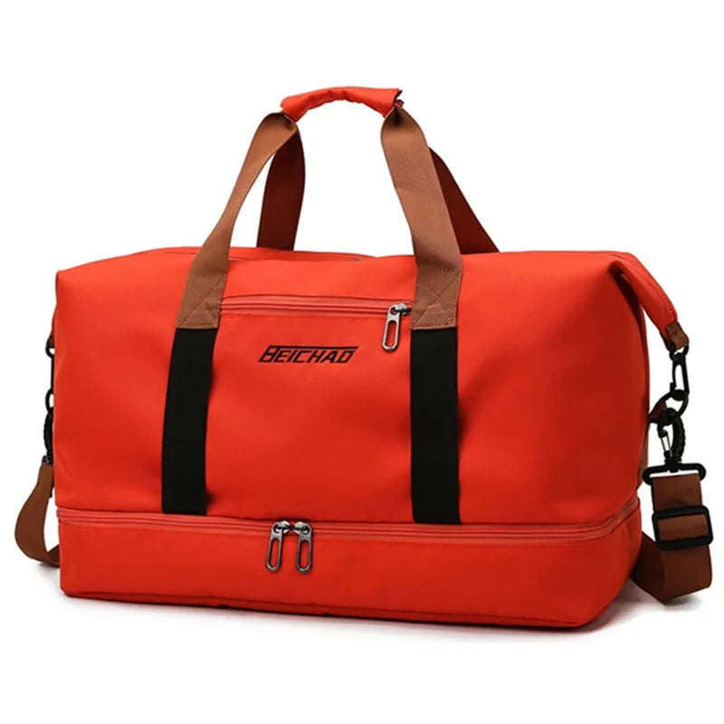 Bolsos de viaje de moda para mujer, bolso deportivo de gran capacidad para hombre, bolso de fin de semana impermeable, bolso de mensajero para mujer, seco y húmedo.