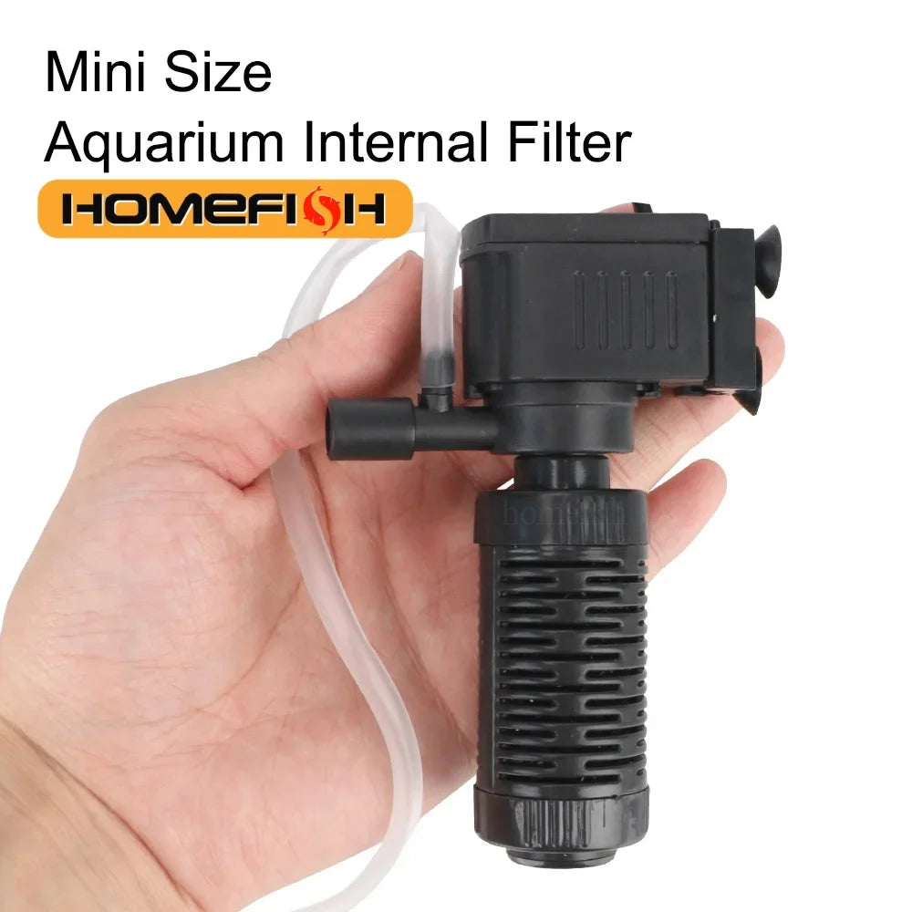 Purificador de agua con oxigenación y filtración sumergible para acuario, filtro 3 en 1, mini filtro para pecera.