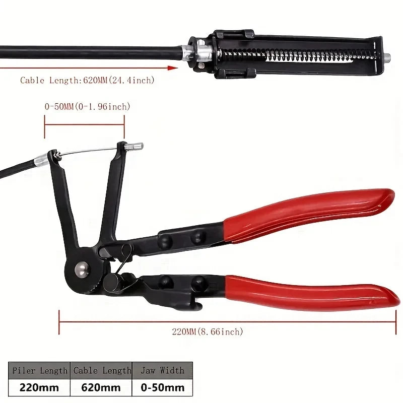 Alicates de sujeción, abrazaderas de manguera flexibles, tipo cable, cable flexible, abrazaderas de manguera largas para automóviles, extracción de conjuntos de mangueras rectas, herramientas de reparación de automóviles