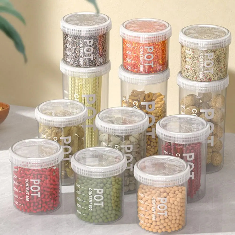 Recipientes de almacenamiento de alimentos de cocina de gran capacidad, caja de plástico transparente para conservación de granos frescos, organizador multigrano para el hogar