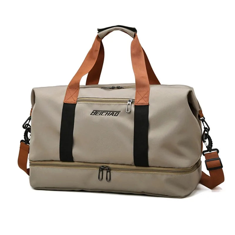 Bolsos de viaje de moda para mujer, bolso deportivo de gran capacidad para hombre, bolso de fin de semana impermeable, bolso de mensajero para mujer, seco y húmedo.