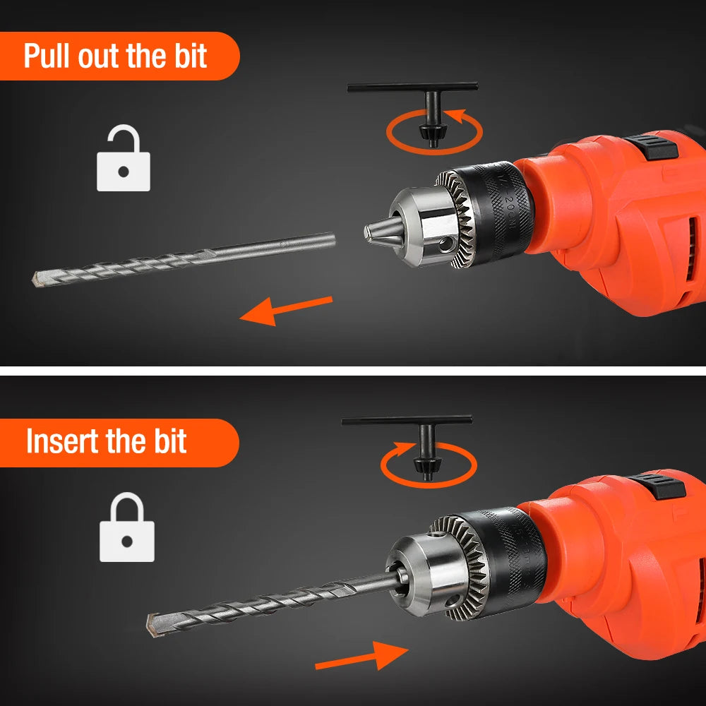 VALUEMAX 900W Electric Impact Drill Multi-function Adjustable Speed Wood Metal Stone Cutting Household Wall Hole Drilling Tools