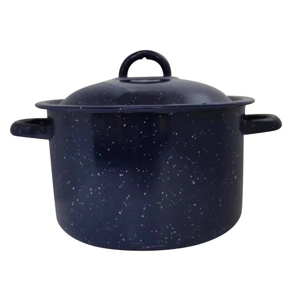 Enamel Stock Pot with Double Handles Oven Safe Durable Steel Soup Stews Cooking Pot Efficient Heat Distribution