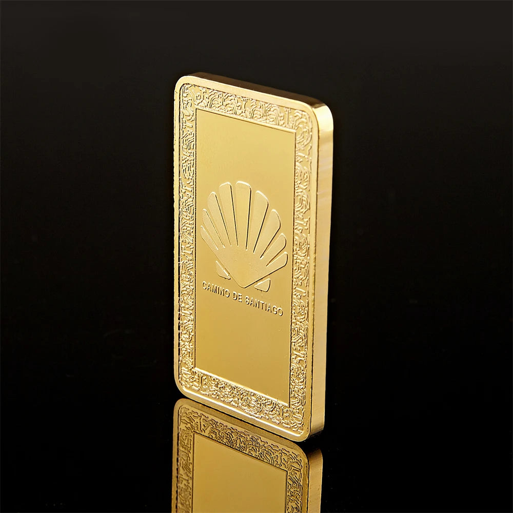 Collectible Spain Camino De Santiago Cathedral Christian Replica Bullion Gold Bar Souvenir Coins