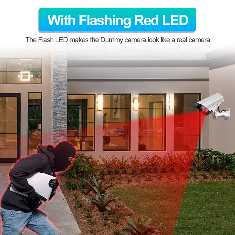 Dummy Security Camera Outdoor Fake CCTV Surveillance Bullet Camera System LED for Property Business Home Security Outdoor/Indoor