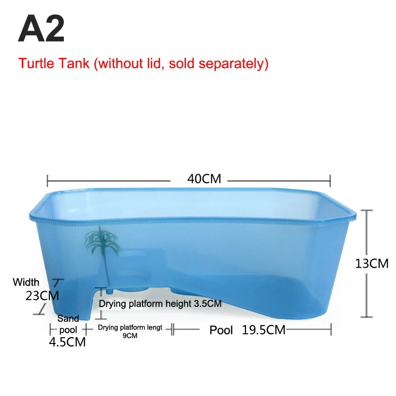 Hábitat para tortugas, caja de vivero para reptiles con rampa para tomar el sol, herramientas para acuario