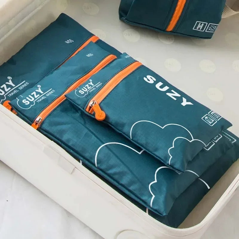 7/6 Conjunto de piezas Organizador de viaje Bolsas de almacenamiento Maleta Organizador de equipaje portátil Bolsa para ordenar ropa y zapatos Estuches de almacenamiento de embalaje