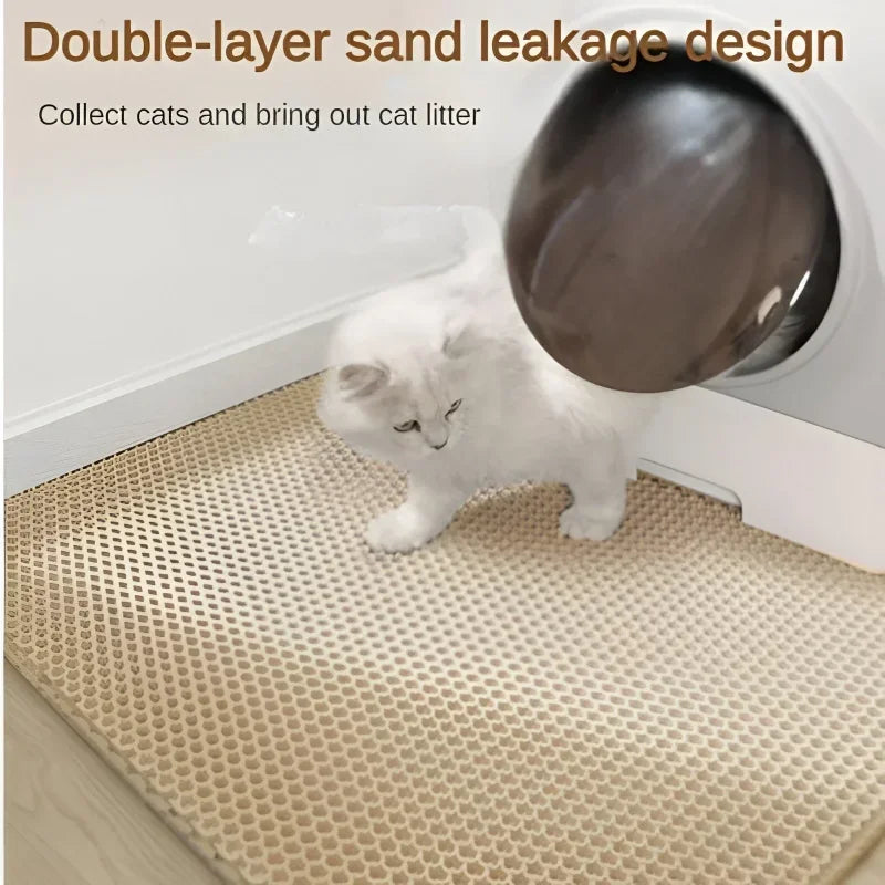 Alfombrilla de arena para gatos de doble capa de EVA con agujero grande, antideslizante, con filtro y caja de arena para gatos, accesorios para gatos.