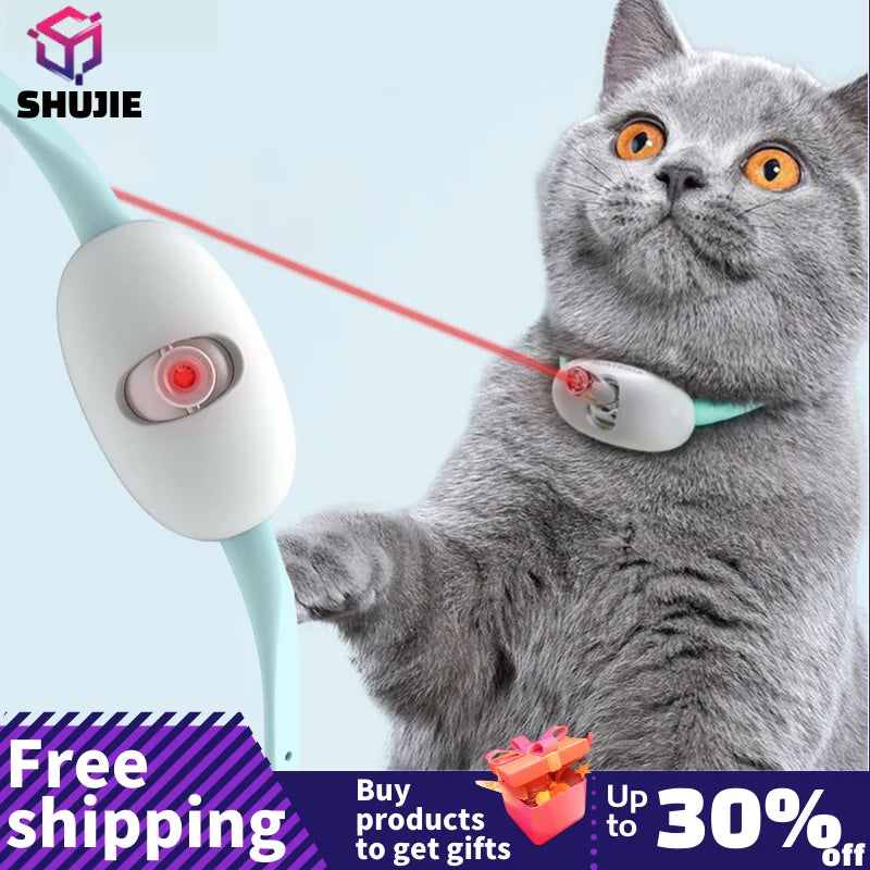 uguete automático para gatos, collar inteligente con láser para burlas, carga USB, divertido juguete interactivo para entrenamiento de mascotas (2023)