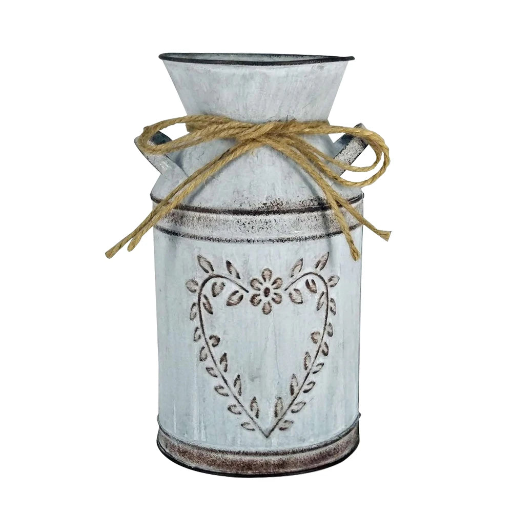 Vintage Tin Bucket Home Wedding Artificial Flowers Bucket Retro Metal Jug for Home Office Party Decoration Vintage Jug Can Craft