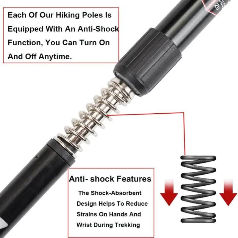 Hiking Trekking Poles, Collapsible,Lightweight, Anti Shock, Hiking or Walking Sticks,Adjustable Hiking Pole for Men and Women