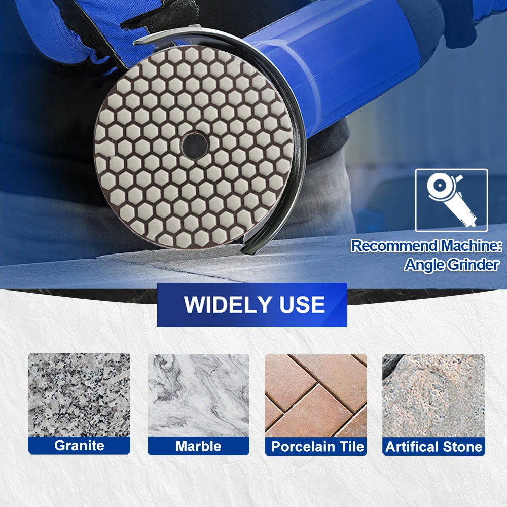 SHDIATOOL 4Pcs Discos de pulido en seco flexibles de diamante de 125 mm/5" para piedra, granito, mármol, cerámica y azulejos.