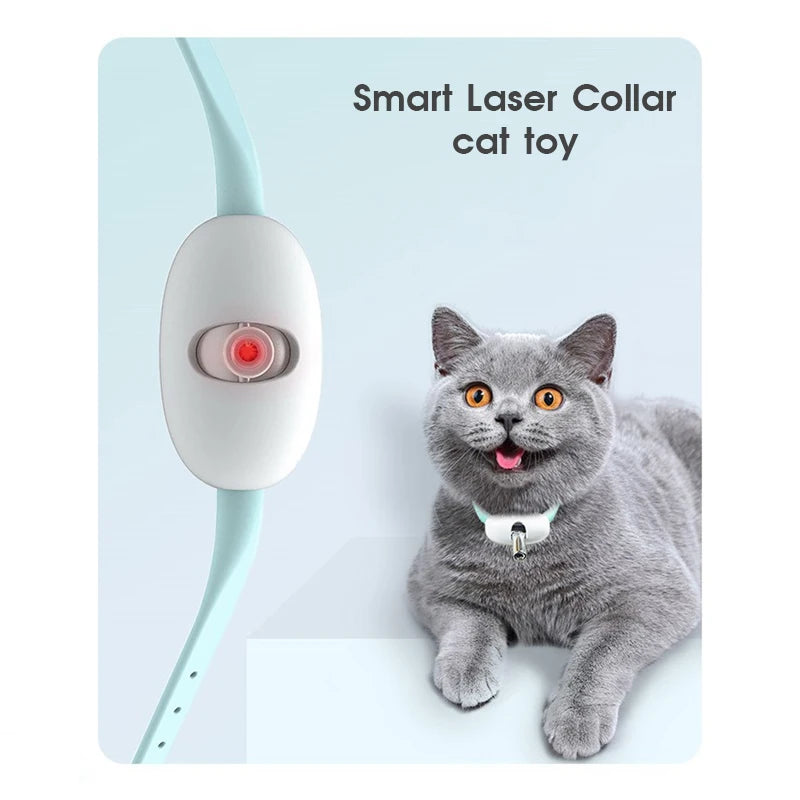 uguete automático para gatos, collar inteligente con láser para burlas, carga USB, divertido juguete interactivo para entrenamiento de mascotas (2023)