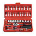 46pcs Kit de herramientas de reparación de automóviles, llave dinamométrica de trinquete, llave inglesa, destornillador, juego de vasos, kit de herramientas combinadas, herramienta de reparación de automóviles para bicic