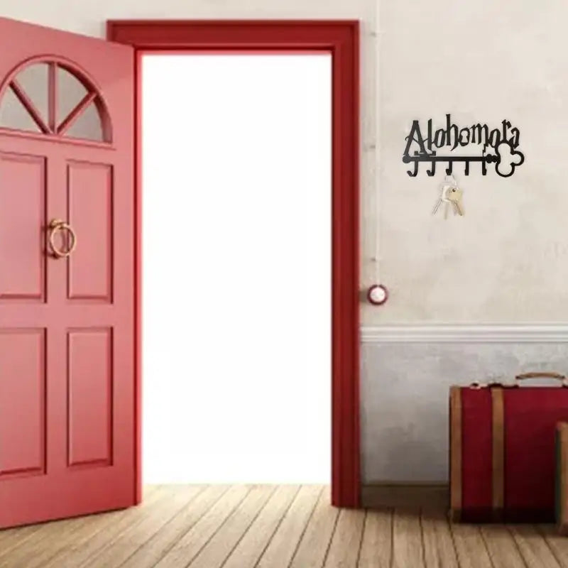 Creativo "Alohomora" Colgador de llaves de metal con 5 ganchos para colgar en la pared, ideal para sombreros, toallas y entradas de casa.