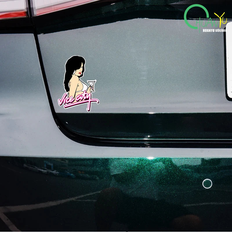 Pegatinas reflectantes para coche, accesorios para el juego clásico GTA Vice City, calcomanías Grand Auto, teclado para portátil, guitarra, gráficos DIY.