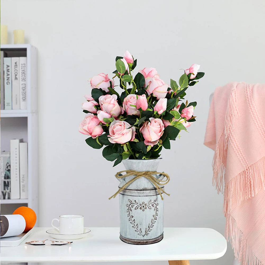 Vintage Tin Bucket Home Wedding Artificial Flowers Bucket Retro Metal Jug for Home Office Party Decoration Vintage Jug Can Craft