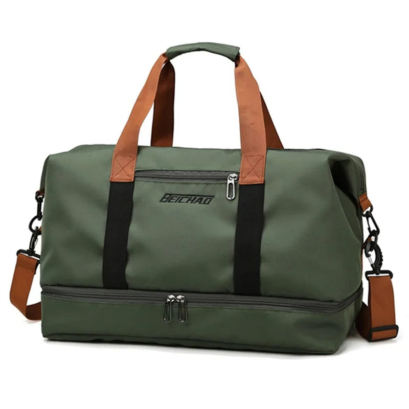 Bolsos de viaje de moda para mujer, bolso deportivo de gran capacidad para hombre, bolso de fin de semana impermeable, bolso de mensajero para mujer, seco y húmedo.