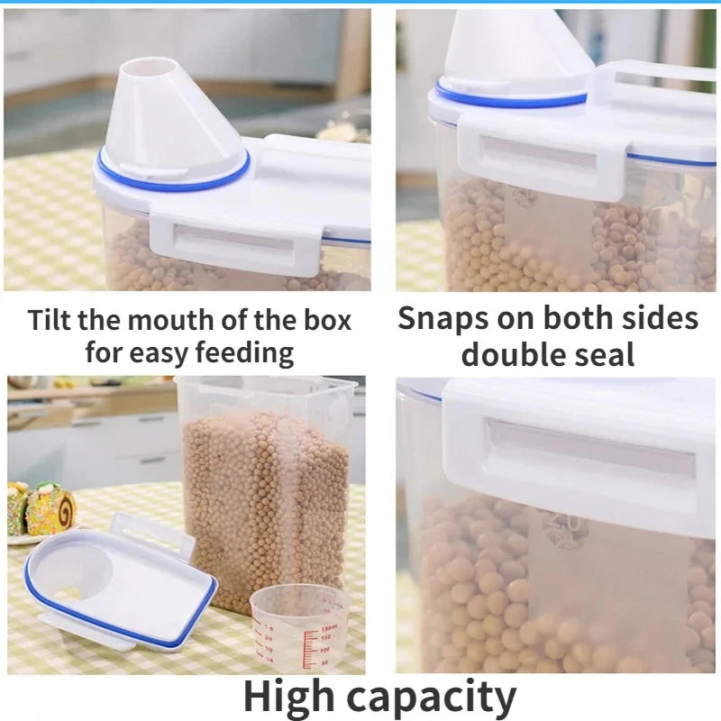 Contenedor de almacenamiento de alimentos para mascotas premium con sello hermético, duradero, de gran capacidad, fácil de limpiar y diseño elegante para perros y gatos.