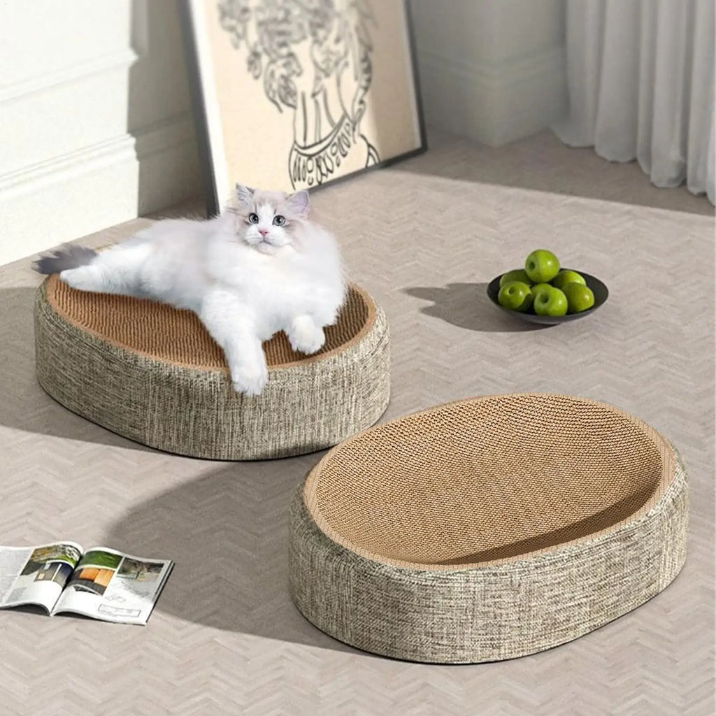 Nuevo rascador ovalado para gatos, protege los muebles, juguetes para garras, papel corrugado, resistente al desgaste, nido para gatos, accesorios para gatos.
