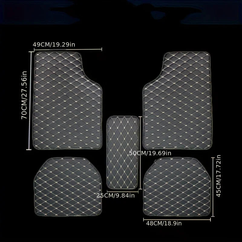 5Pcs Alfombrillas de coche de piel sintética impermeables, almohadillas protectoras para los pies, modernas, universales, para todas las estaciones.