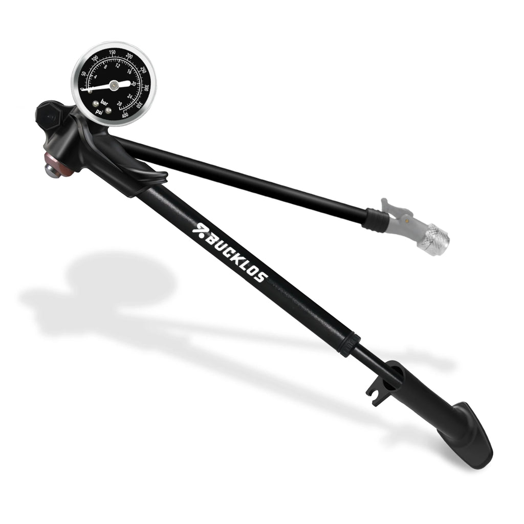 BUCKLOS 400PSI Bicycle Shock Pump MTB Road Bike Aluminum Alloy One-click Deflate Function Air Pump For Air Fork/Tire/Shock Pump