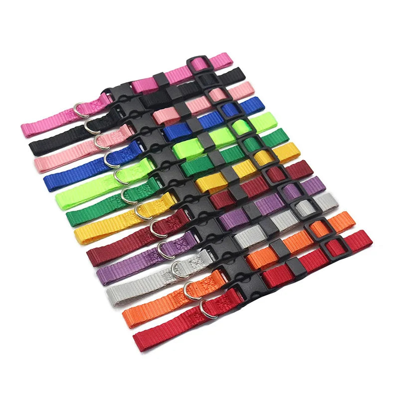 12 Pcs/set Collares de identificación de nailon suave para cachorros, collares ajustables con cierre de seguridad para la arena, bandas de identificación para perros pequeños y mascotas.