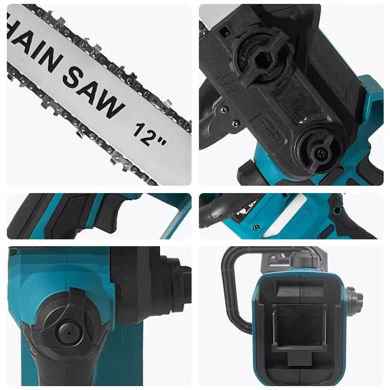 Motosierra eléctrica inalámbrica azul de 12 pulgadas, 600 W, de mano, sin escobillas, para carpintería, herramienta eléctrica para batería Makita de 18 V.