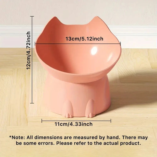 1pc Comedero elevado para gatos, de plástico antivuelco, con borde inclinado y protección para el cuello.