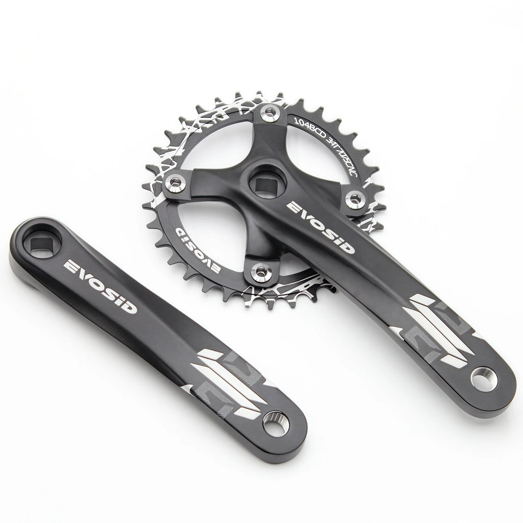EVOSID Bicycle Crankset 104BCD Mountain Bike Square Hole Crank Aluminum Alloy 170mm MTB Bike Crank 8-12S Chainring 32/34/36/38T