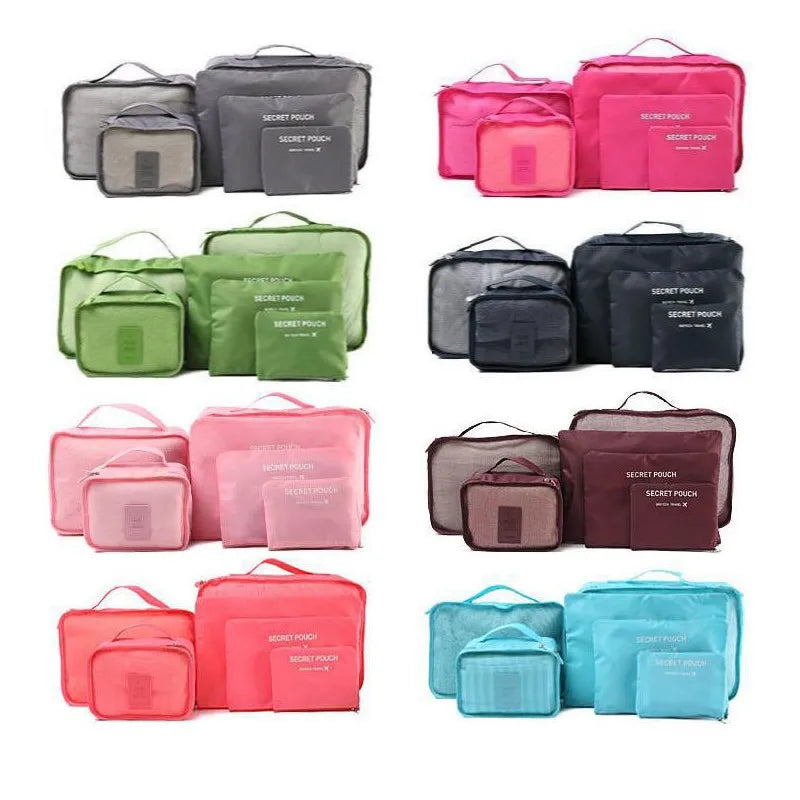 6pcs Organizador de viaje, bolsas de almacenamiento, organizador de maletas de viaje portátil, bolsa de viaje para mujeres, organizador de equipaje, bolsa de ropa y zapatos.