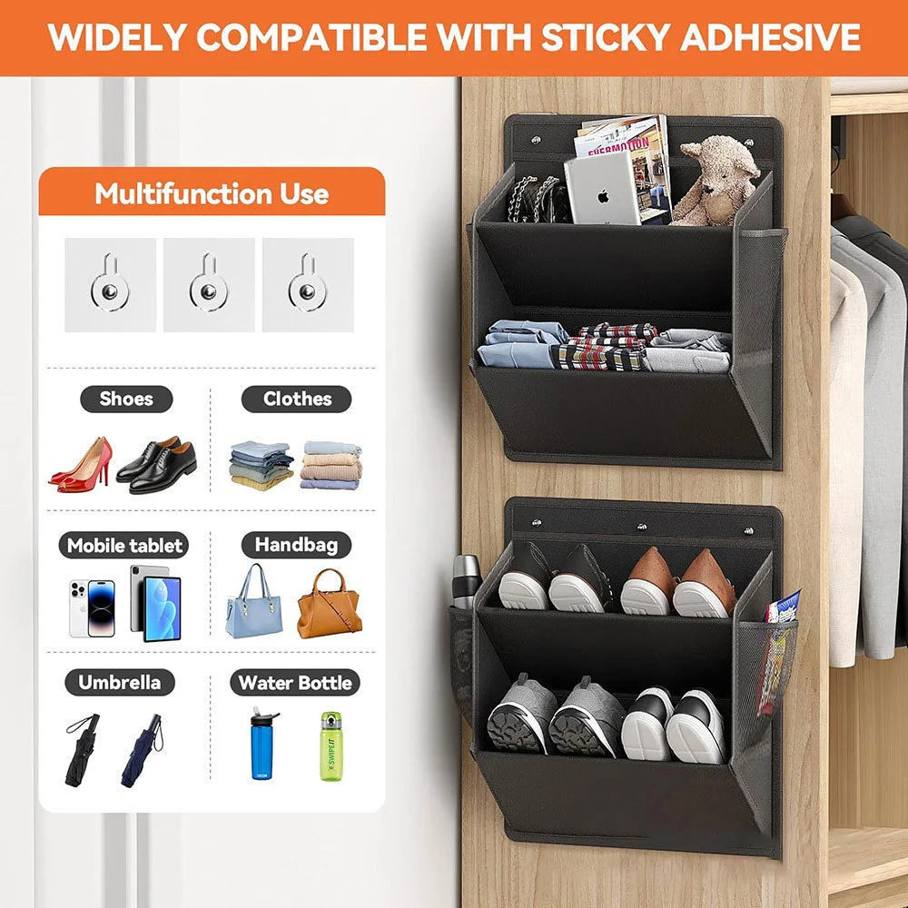 Organizador para colgar sobre la puerta, bolsa de almacenamiento de zapatos, múltiples bolsillos, montaje en pared para RV, sin herramientas, ahorro de espacio, utilidad