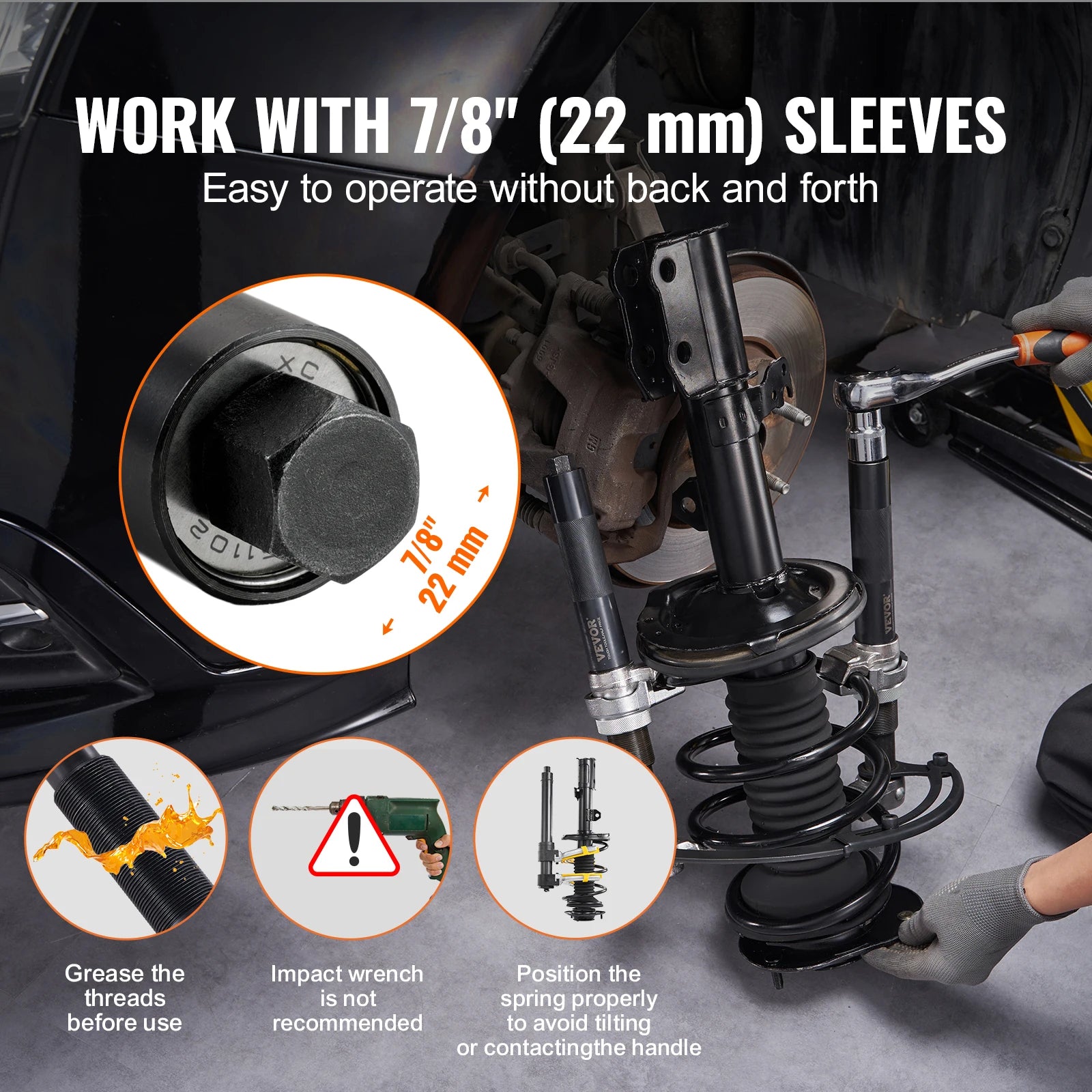 Herramienta compresora de resortes helicoidales SucceBuy, 2 piezas, juego de compresores de resortes de puntal de alta resistencia, 2646 lb, compresor de resortes de puntal para camión, ATV