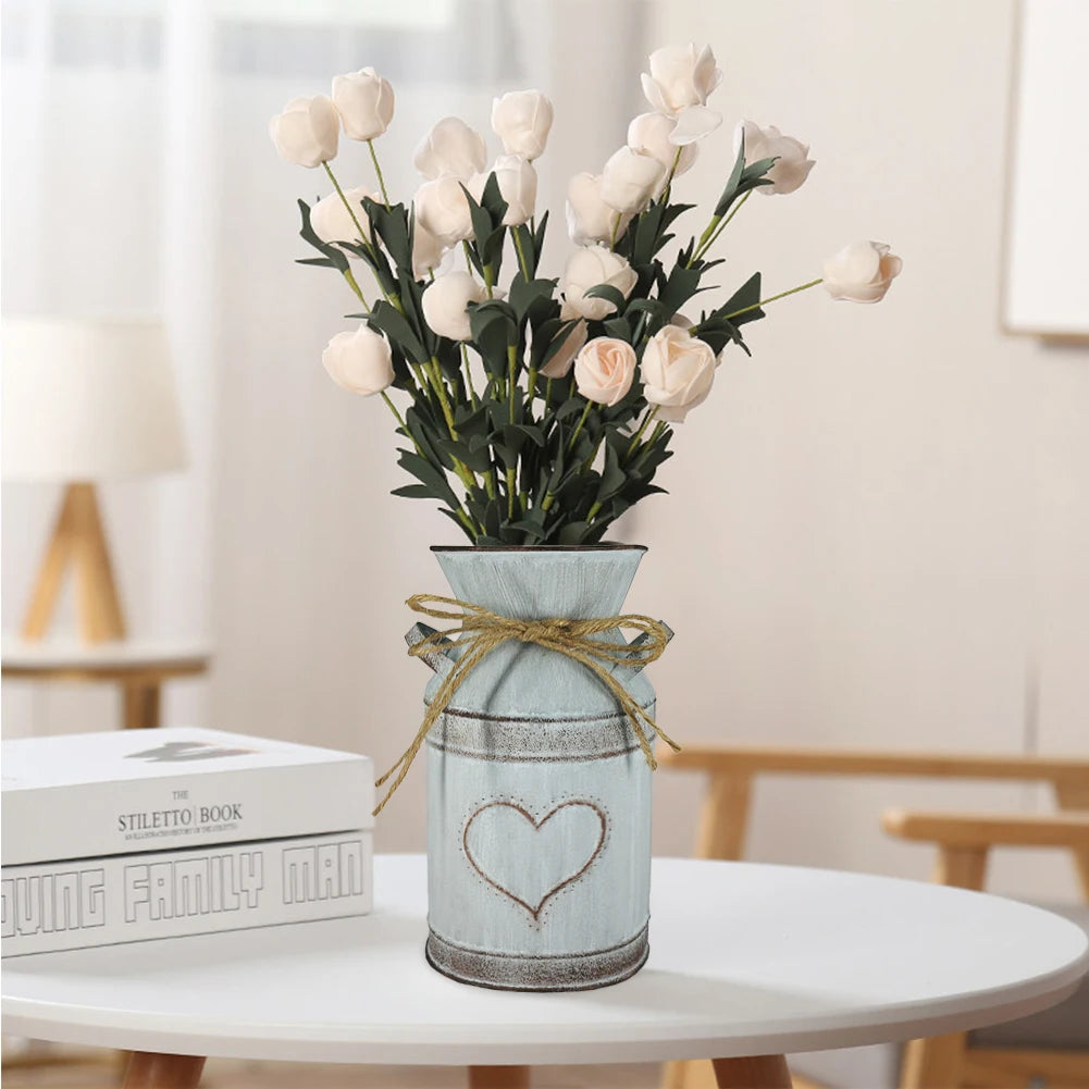Vintage Tin Bucket Home Wedding Artificial Flowers Bucket Retro Metal Jug for Home Office Party Decoration Vintage Jug Can Craft