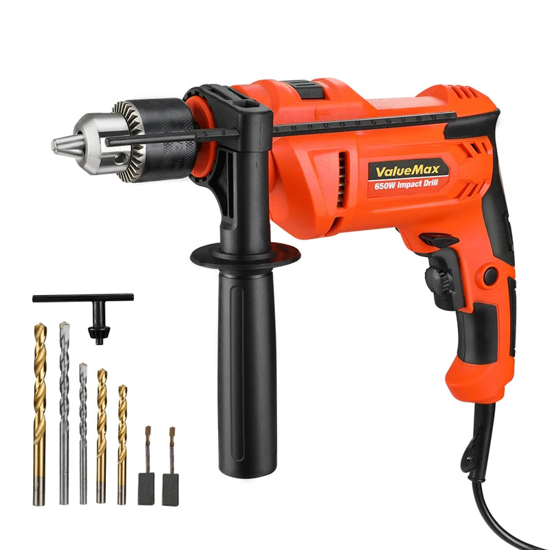 VALUEMAX 900W Electric Impact Drill Multi-function Adjustable Speed Wood Metal Stone Cutting Household Wall Hole Drilling Tools