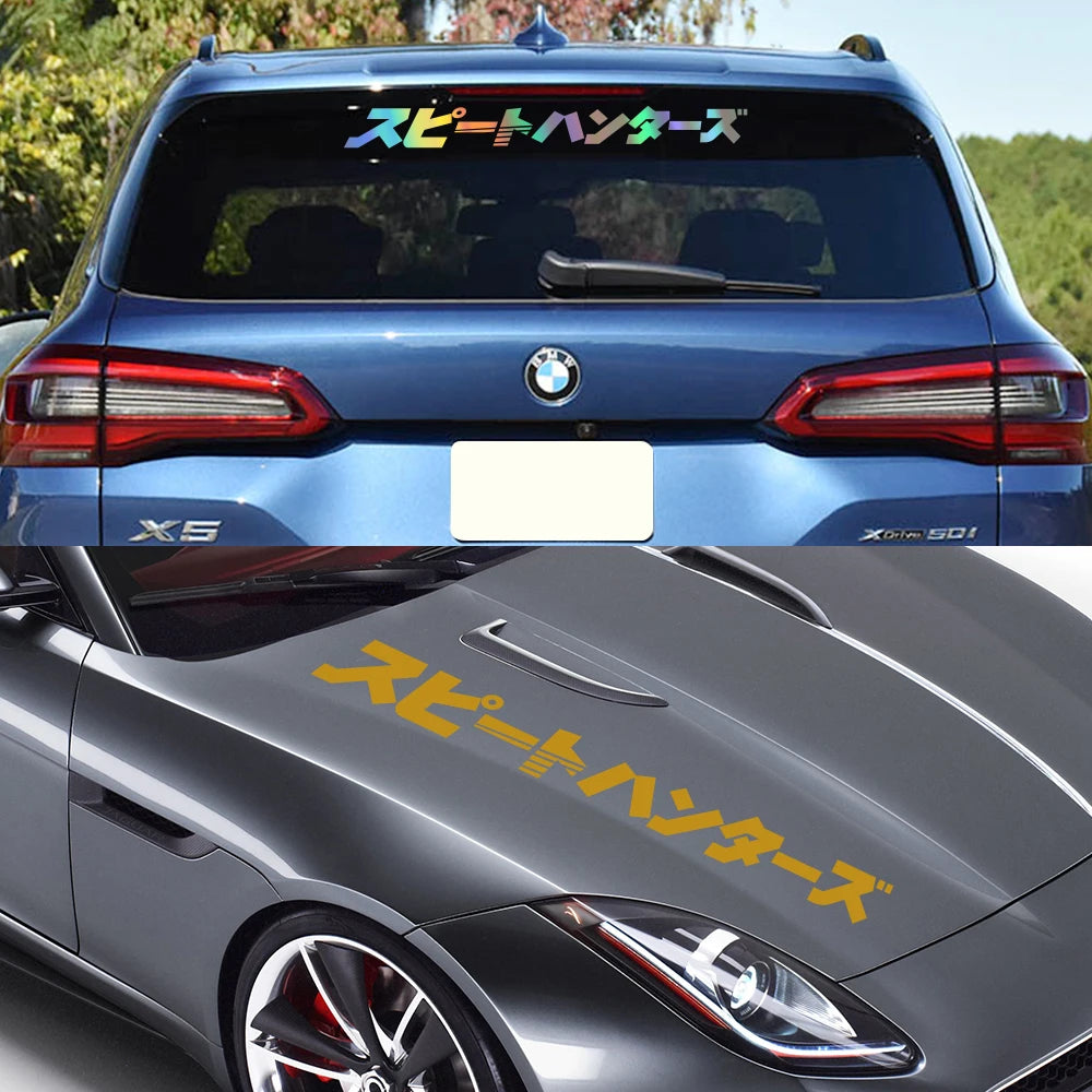 Pegatinas de PVC para parabrisas de coche, estilo japonés, para ventana, puerta, capó, vinilo, accesorios de tuneado externo