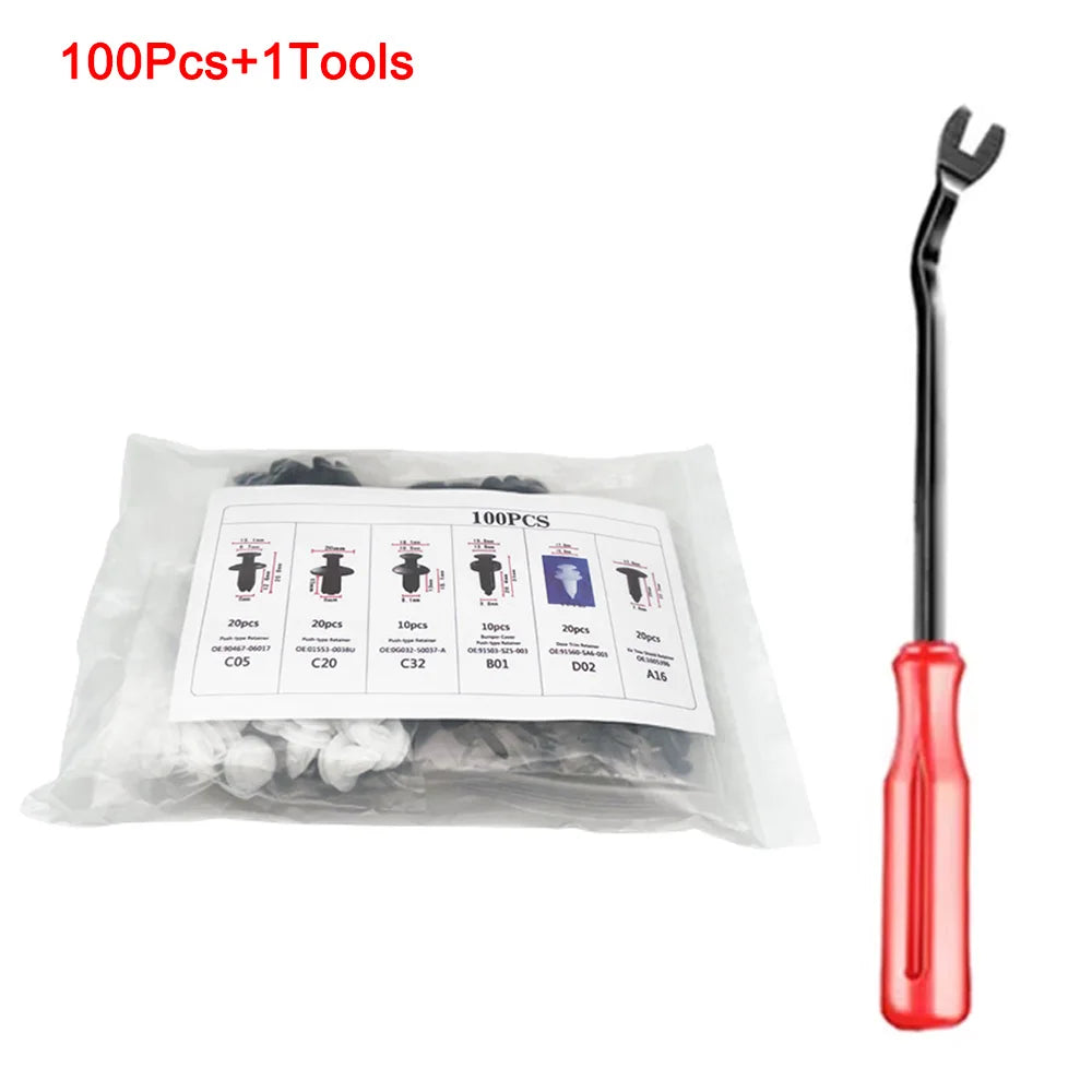 100Pcs Clips de retención de parachoques, clips para automóvil, remaches de plástico, sujetadores, kit de retención a presión, el más popular, juego de remaches de pasador de empuje para automóvil de 6 tamaños.