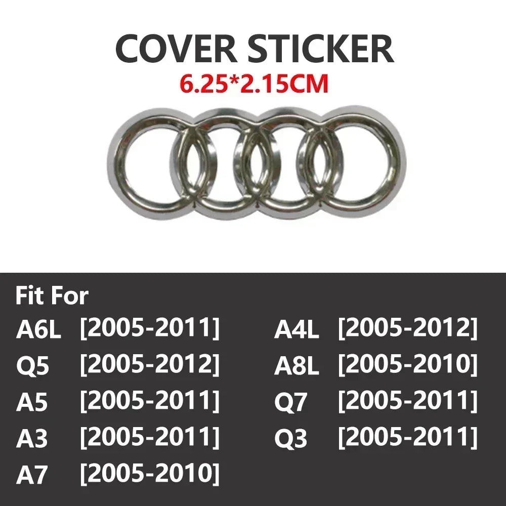 Emblema para volante de coche Audi ABS, pegatina decorativa para A3, A6L, A4L, A8L, A1, A5, A7, Q3, Q5, Q7.