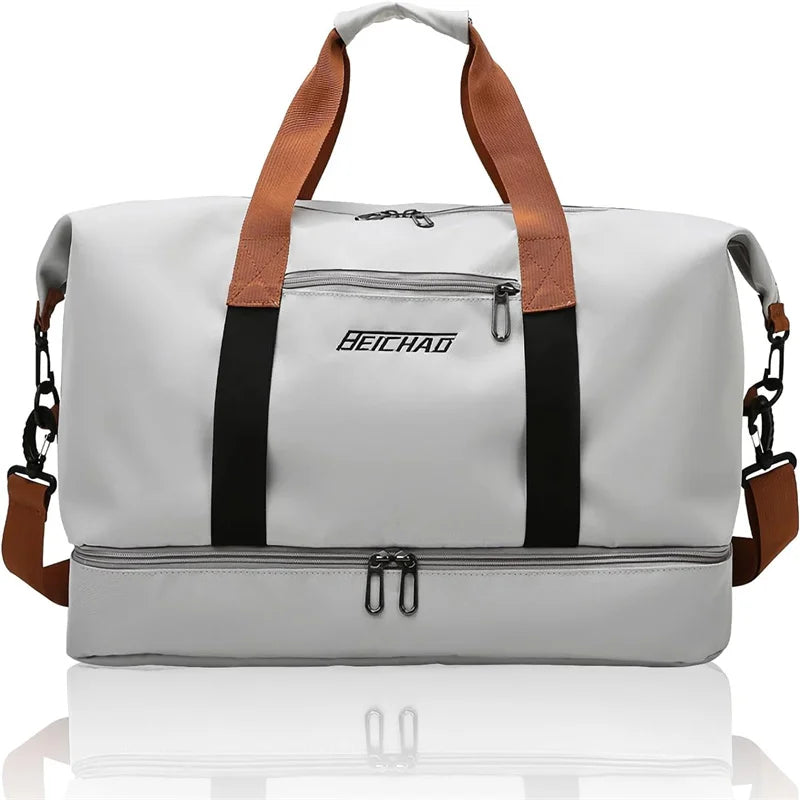 Bolsos de viaje de moda para mujer, bolso deportivo de gran capacidad para hombre, bolso de fin de semana impermeable, bolso de mensajero para mujer, seco y húmedo.