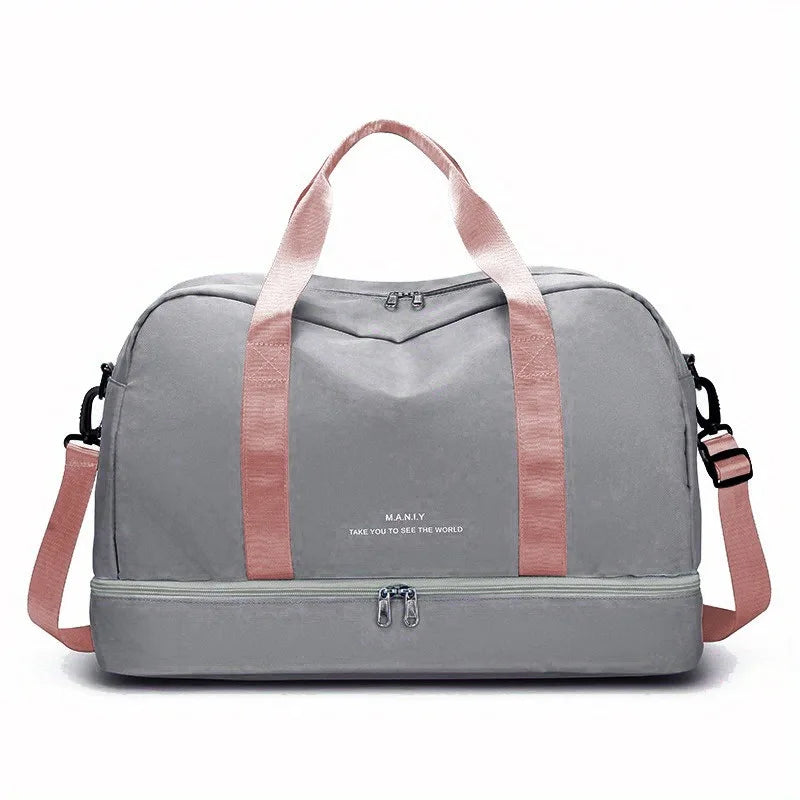 Bolsos de viaje de moda para mujer, bolso deportivo de gran capacidad para hombre, bolso de fin de semana impermeable, bolso de mensajero para mujer, seco y húmedo.