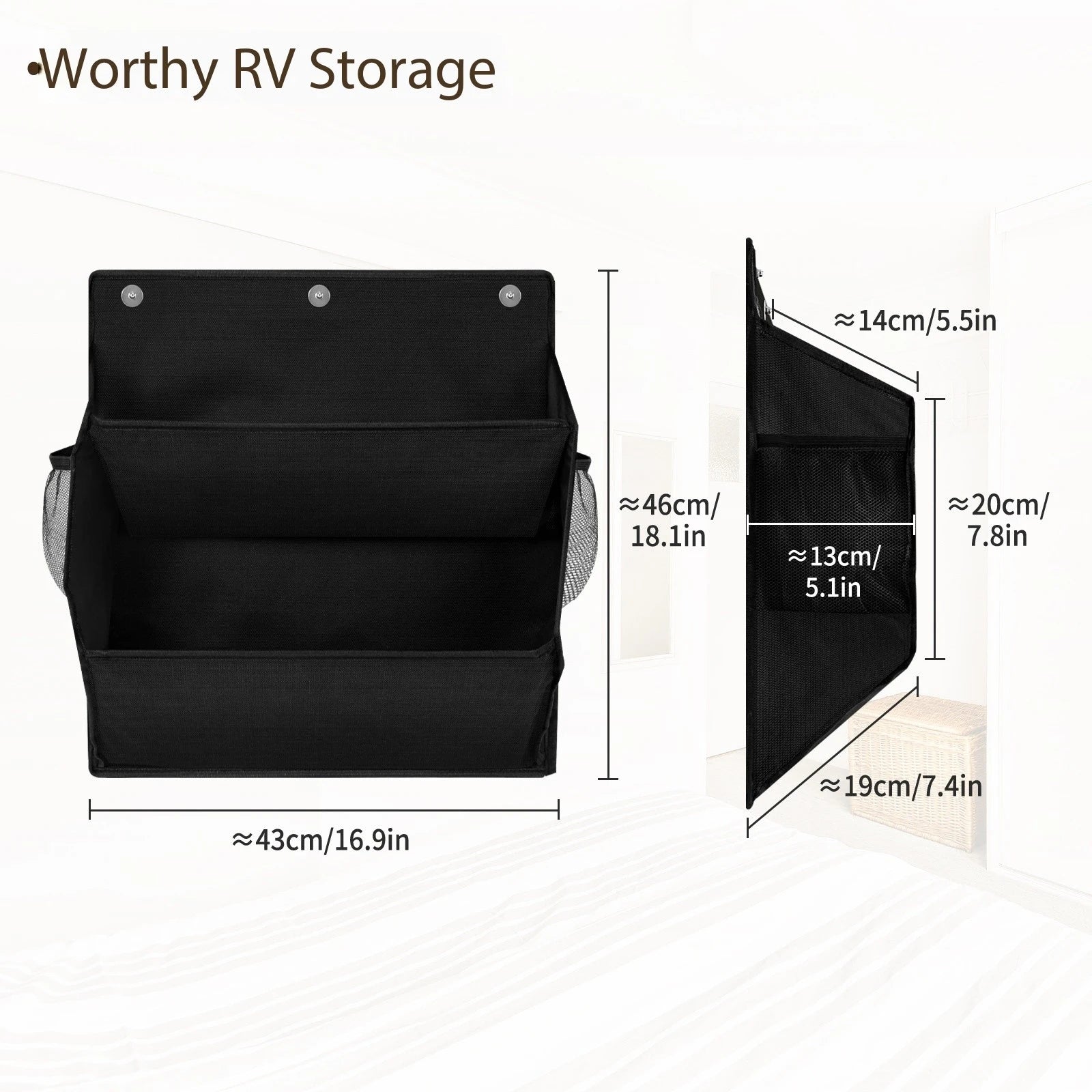 Organizador para colgar sobre la puerta, bolsa de almacenamiento de zapatos, múltiples bolsillos, montaje en pared para RV, sin herramientas, ahorro de espacio, utilidad