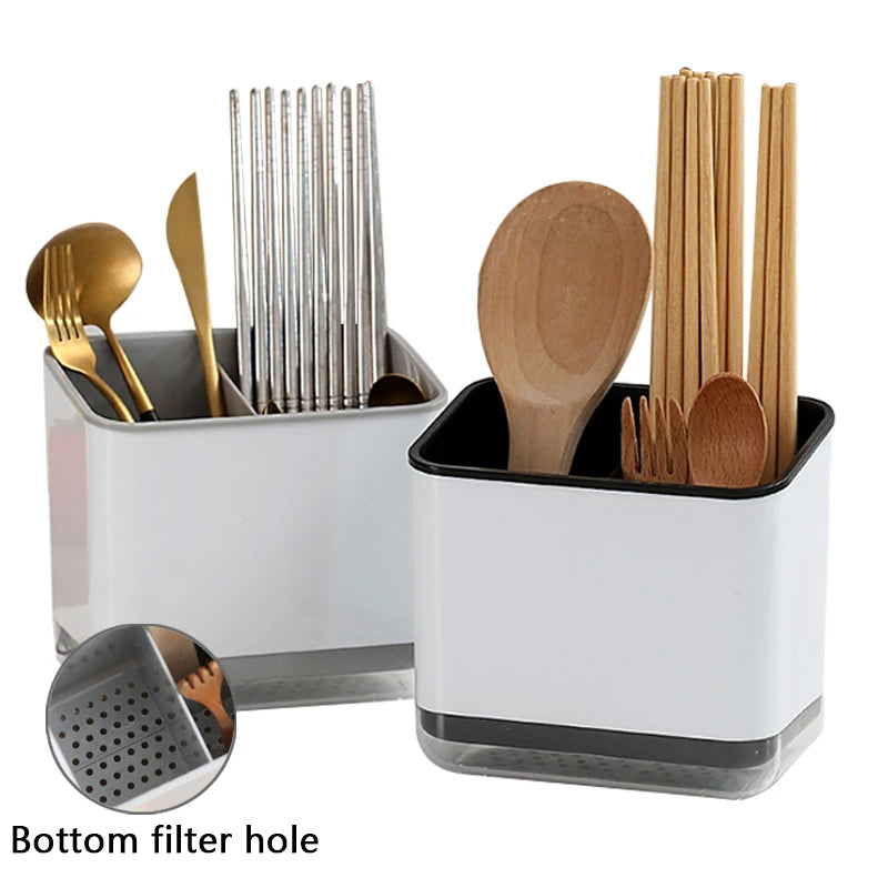 1pc Double Layer Detachable Chopsticks Cage Multifunctional Spoon Fork Storage Holder Cutlery Organizer Kitchen Accessories