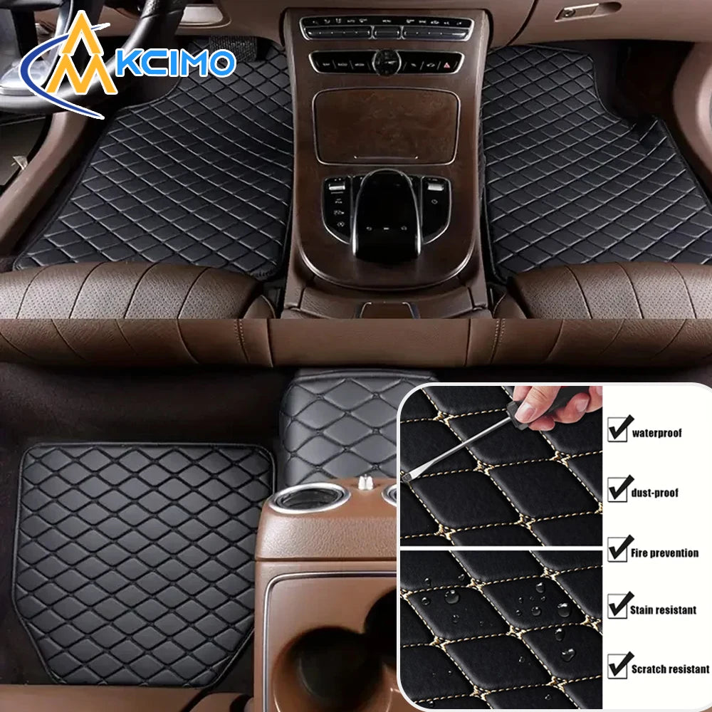 5Pcs Alfombrillas de coche de piel sintética impermeables, almohadillas protectoras para los pies, modernas, universales, para todas las estaciones.