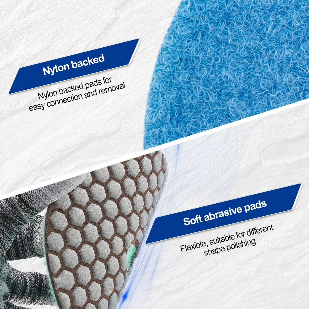 SHDIATOOL 4Pcs Discos de pulido en seco flexibles de diamante de 125 mm/5" para piedra, granito, mármol, cerámica y azulejos.