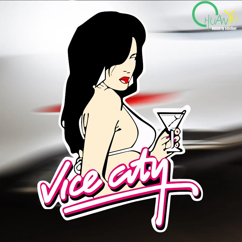 Pegatinas reflectantes para coche, accesorios para el juego clásico GTA Vice City, calcomanías Grand Auto, teclado para portátil, guitarra, gráficos DIY.