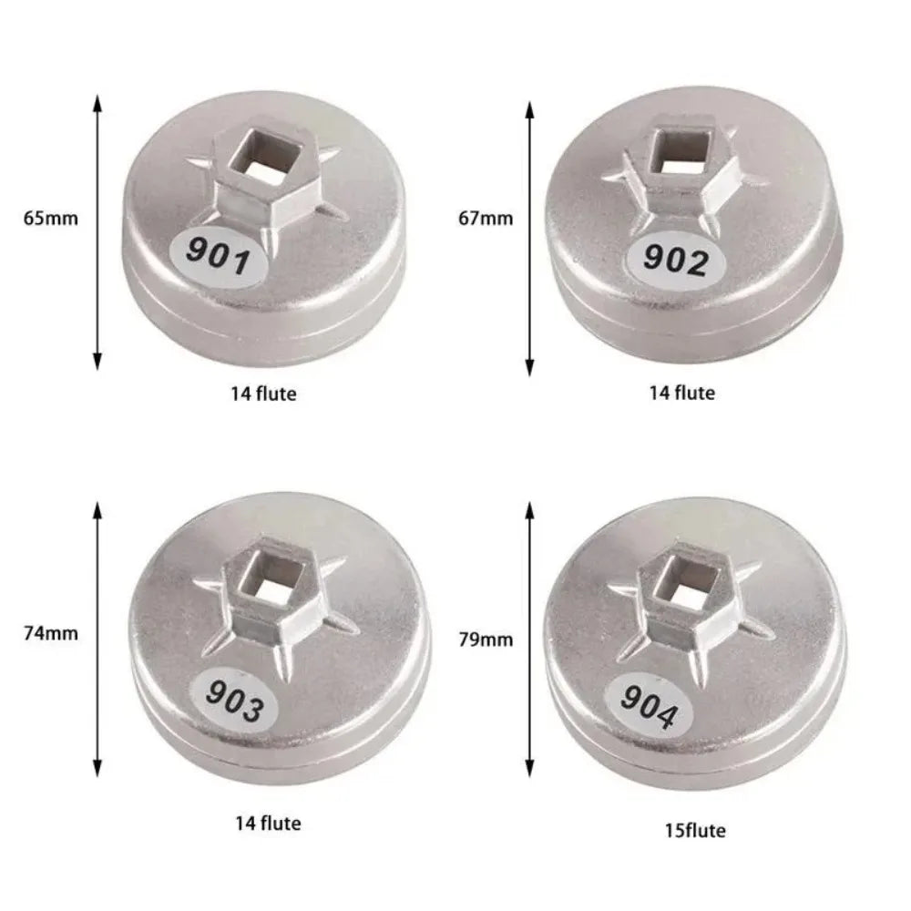 ‌1pc Llave de vaso para filtro de aceite para herramientas de accionamiento de 901/902/903/904 de 65/67/74/79 mm, herramienta manual para quitar filtros de máquina.