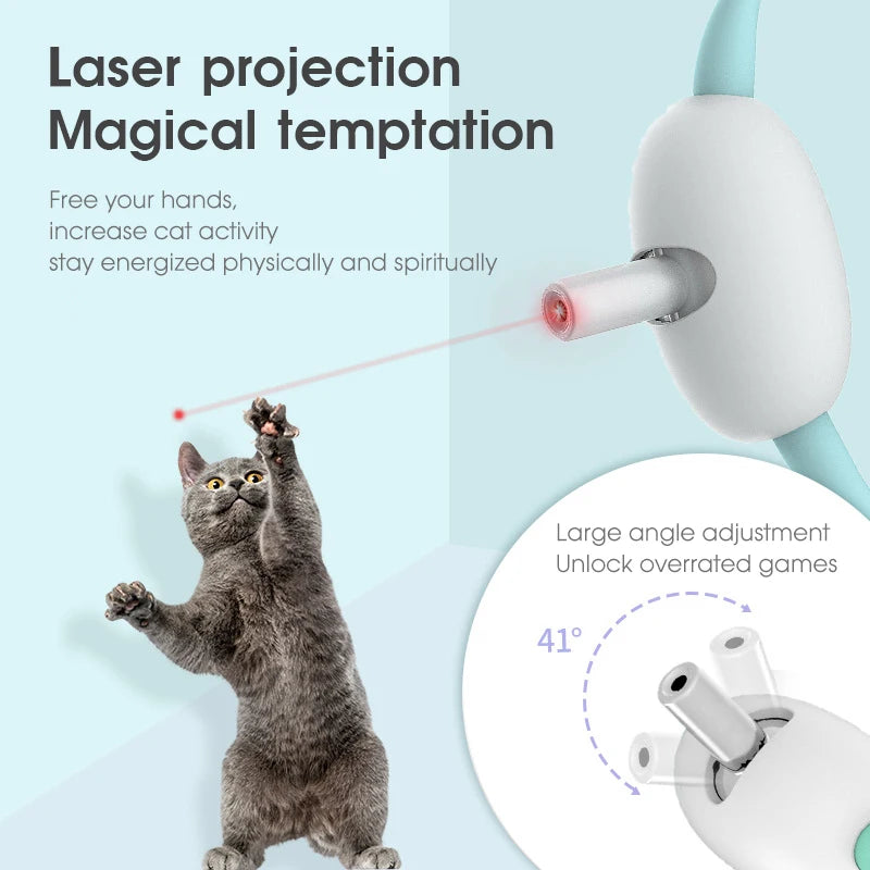 uguete automático para gatos, collar inteligente con láser para burlas, carga USB, divertido juguete interactivo para entrenamiento de mascotas (2023)