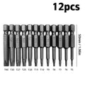 Juego de destornilladores de cabeza de seguridad Torx para coche, adaptador de extensión magnético, broca hexagonal de estrella para taladro eléctrico de coche, 11/12 piezas